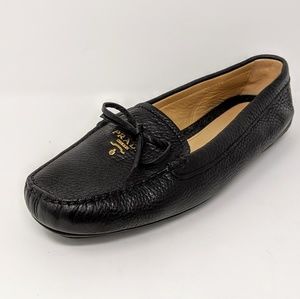 Authentic Prada Milano Black Leather Driving Flats